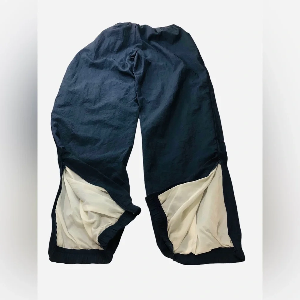Vintage 90’s Y2K Reebok Lined Ankle Zip Joggers Athletic Track Pants Navy Unisex